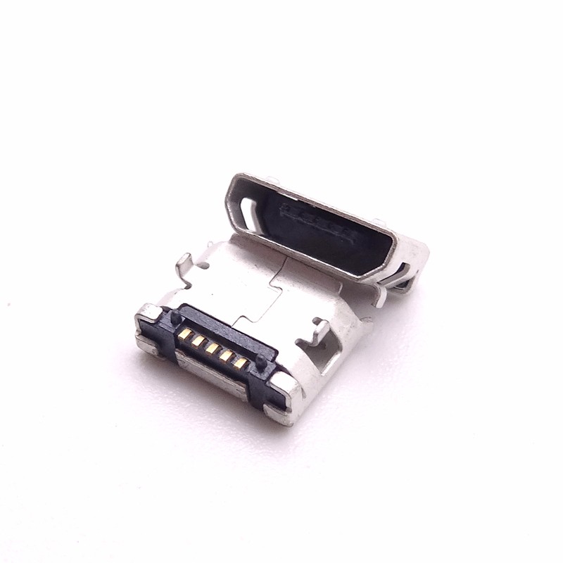 MICRO USB 5P母座 6.4插脚 有柱无柱—直边卷边