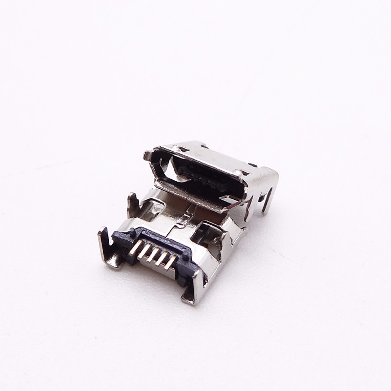 MICRO USB 5P母座 7.2四脚插板 脚长1.5 有柱卷边