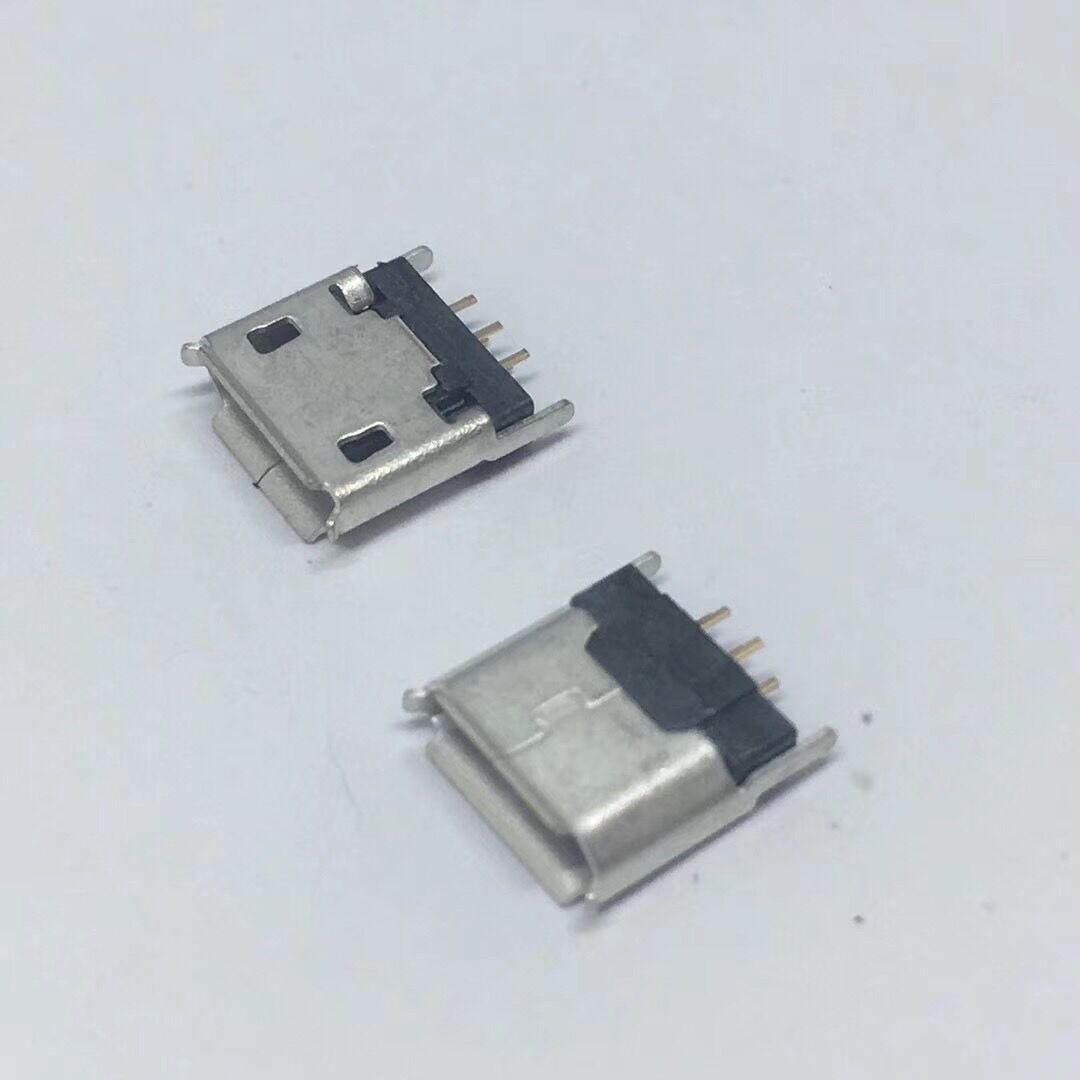 MICRO USB 5P母座 180度立插 垫高6.3H 加高1.3 带防尘盖