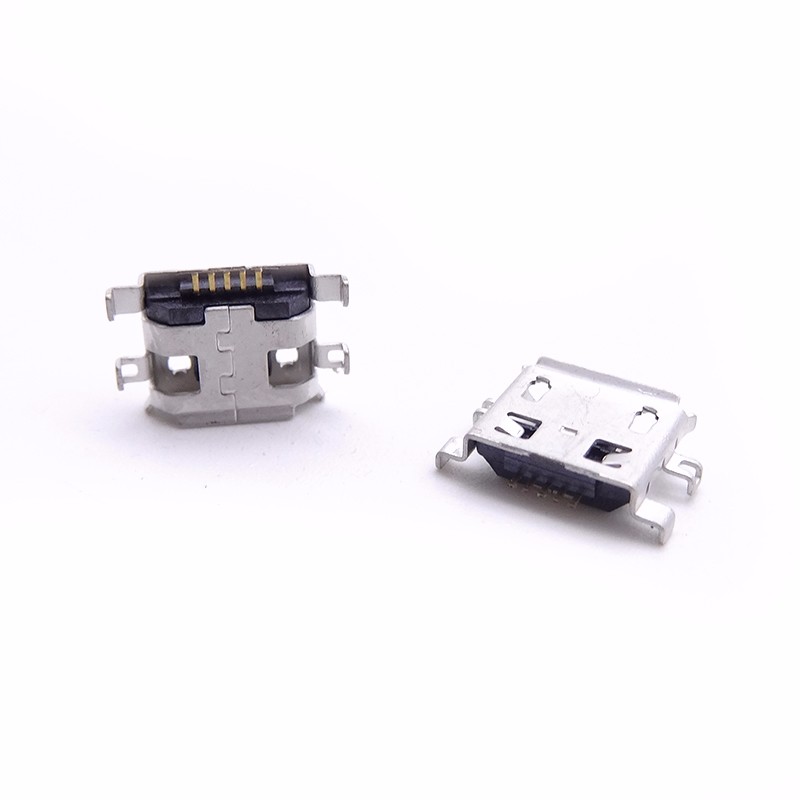 MICRO USB 5P母座 沉板0.8 四脚插板 有孔卷边有导位
