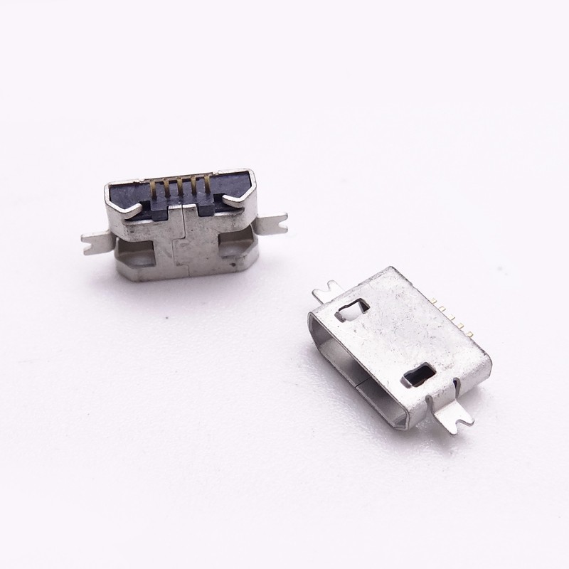MICRO USB 5P母座 沉板1.61.0 SMT 两脚全贴 直边