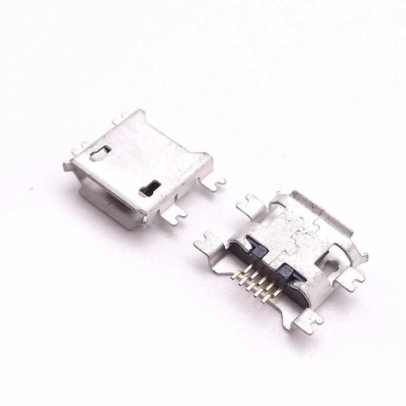 MICRO USB 5P母座 沉板1.171.27 四脚全贴 卷边