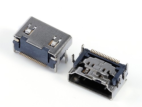 HDMI A型19P母座 短体板上四脚插板 单排针贴片