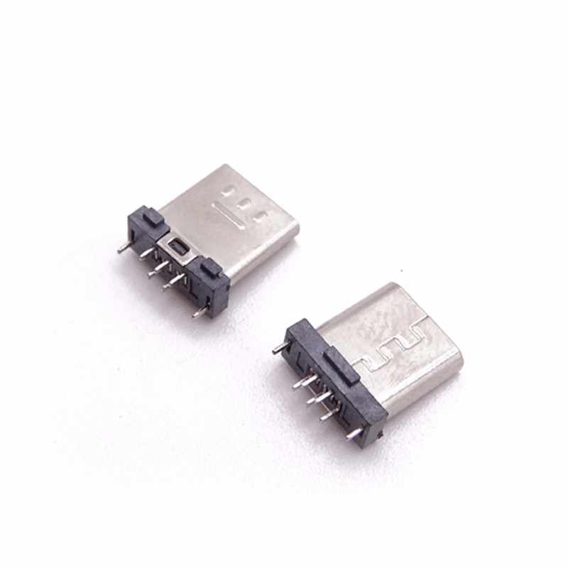 MICRO USB 5P公头 180度立插 固定脚直插 无卡勾 有凸包