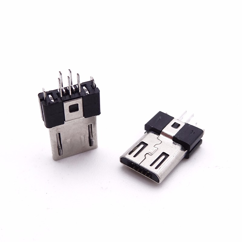 MICRO USB 5P公头 双排夹板式 带双地脚 带弹带卡勾