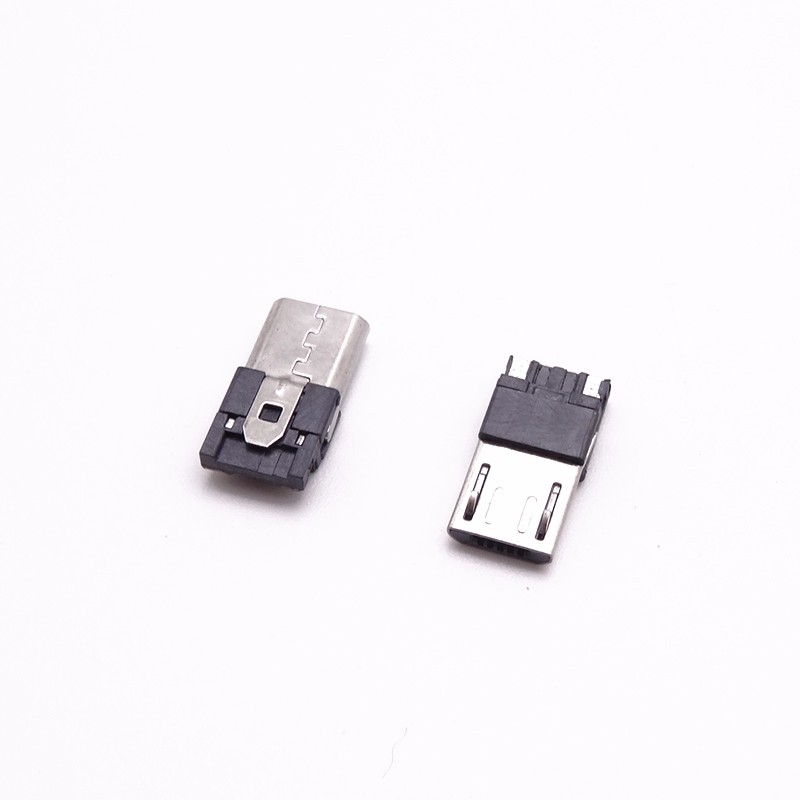 MICRO USB 公头 超薄焊线式前五后二B型 2P单充电