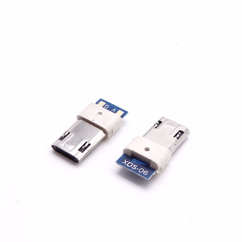 MICRO USB双面插公头 插板式2P二三短路 充电板 包胶