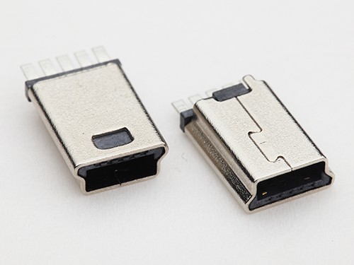 MINI USB 5P公头 焊线式外壳带地脚 B型前五后五