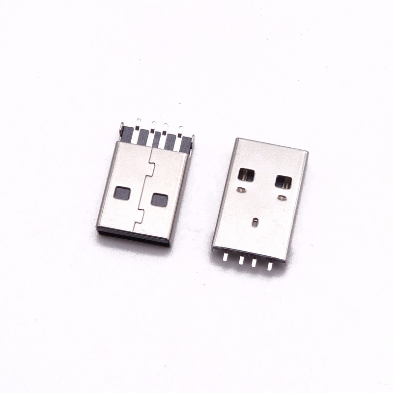 USB 2.0公头 沉板180度贴片 弯脚插板 LCP黑胶